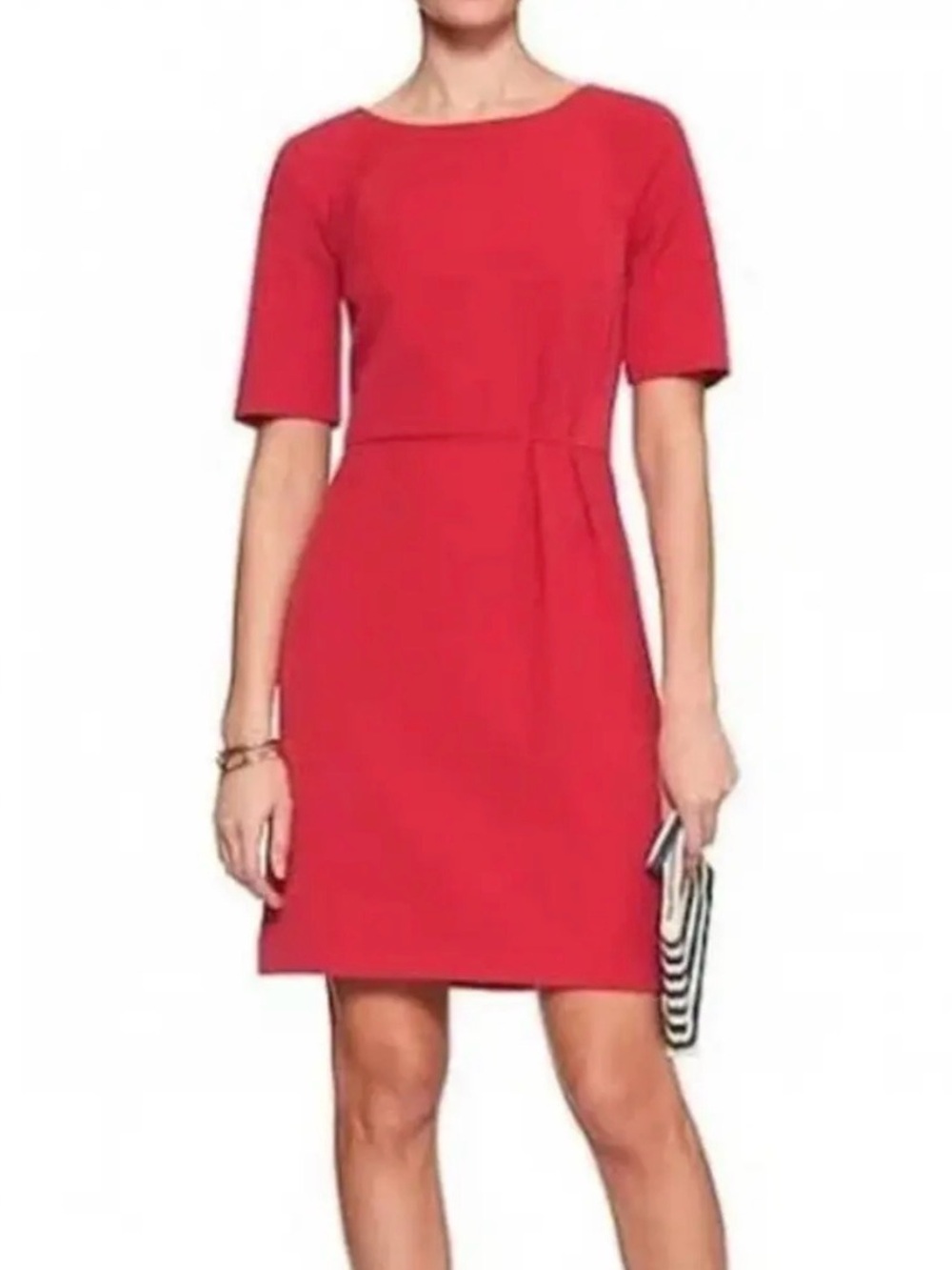 BANANA REPUBLIC Red Crepe Short-Sleeve Mini‎ Sheath Dress, Size 00